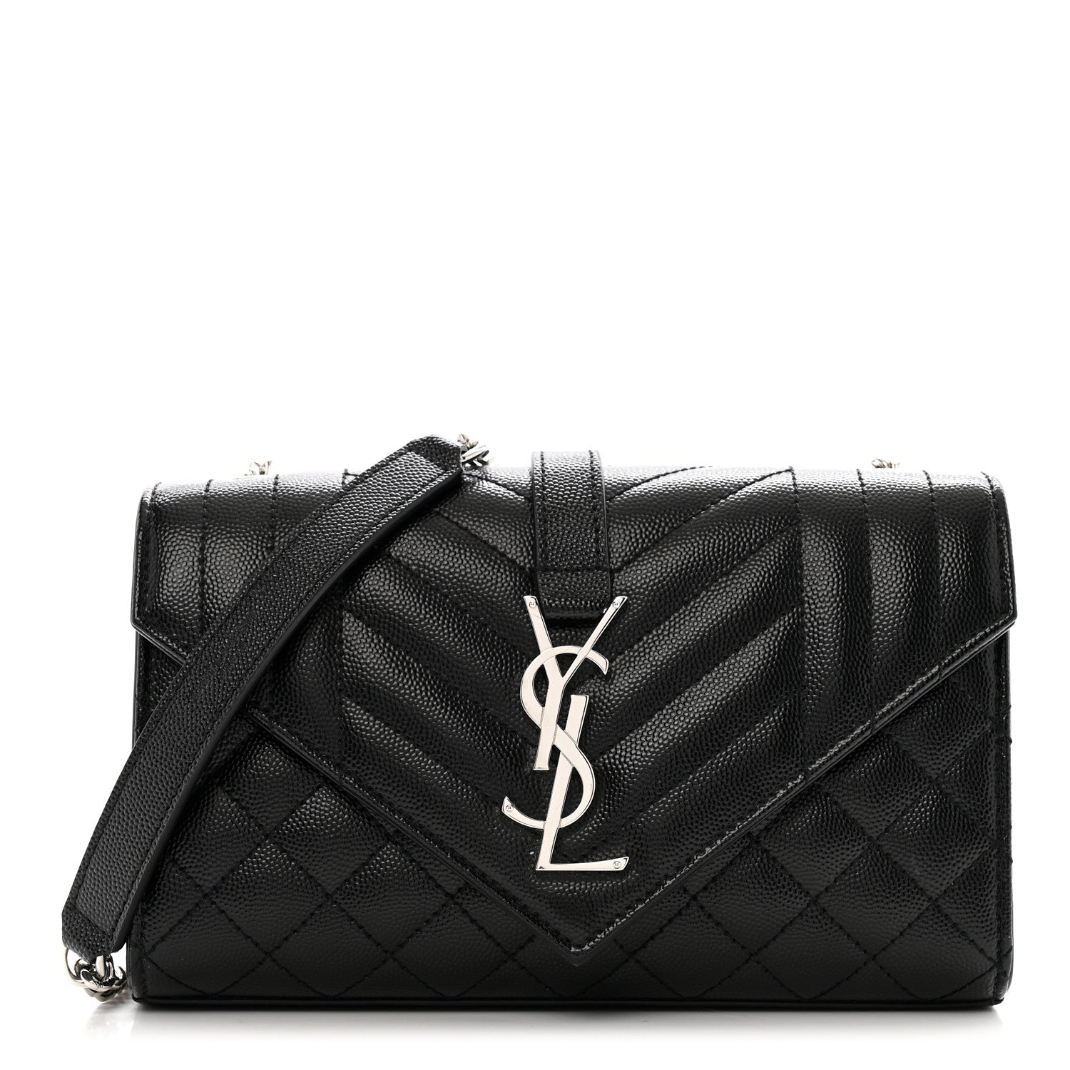 Grain De Poudre Textured Mixed Matelasse Triquilt Small Monogram Satchel Black