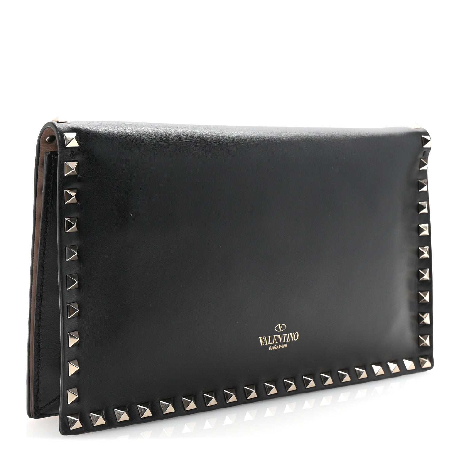Nappa Rockstud Wristlet Clutch Black