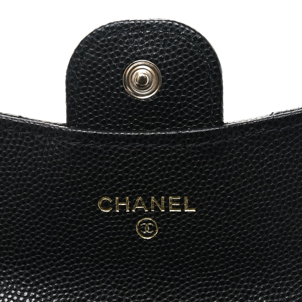 Caviar Quilted Flap  Holder On Chain Black