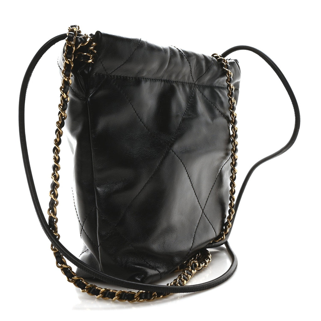Shiny Calfskin Quilted Mini Chanel 22 Black