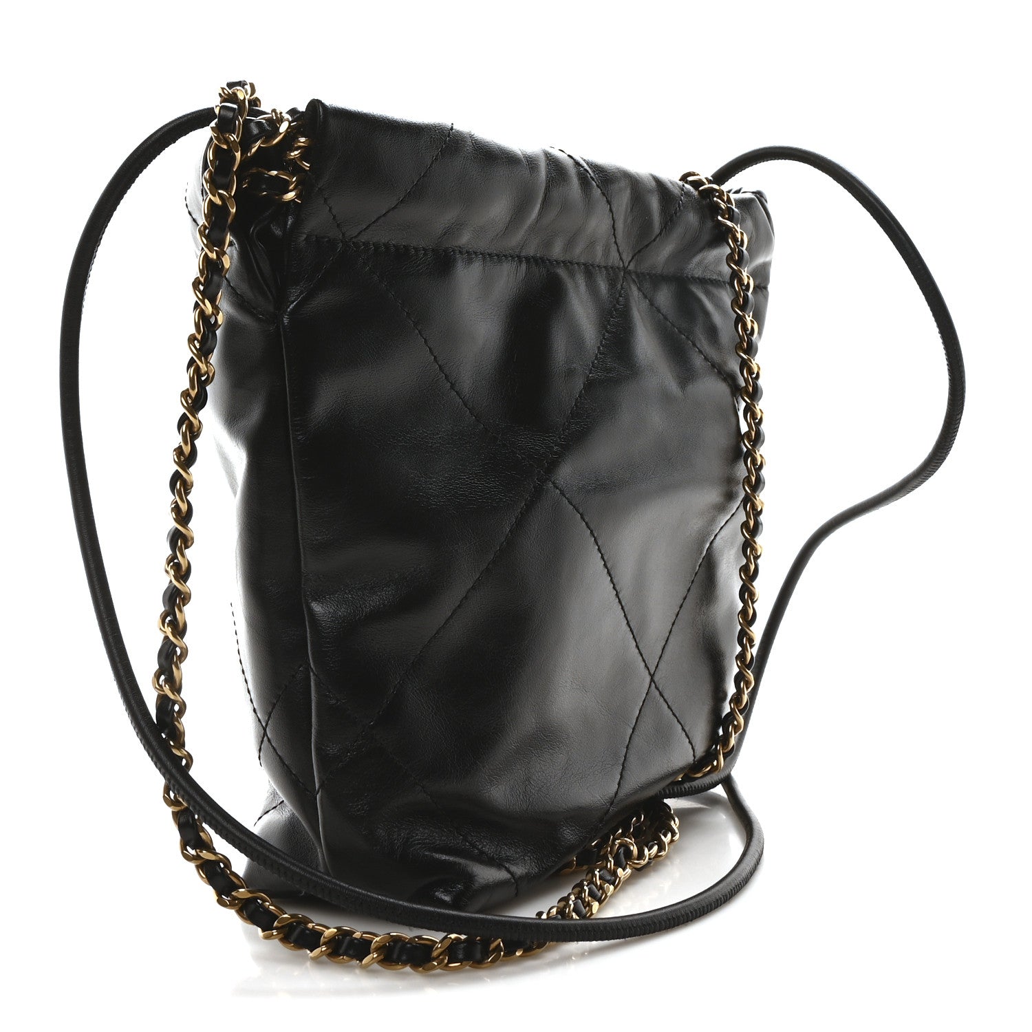 Shiny Calfskin Quilted Mini Chanel 22 Black