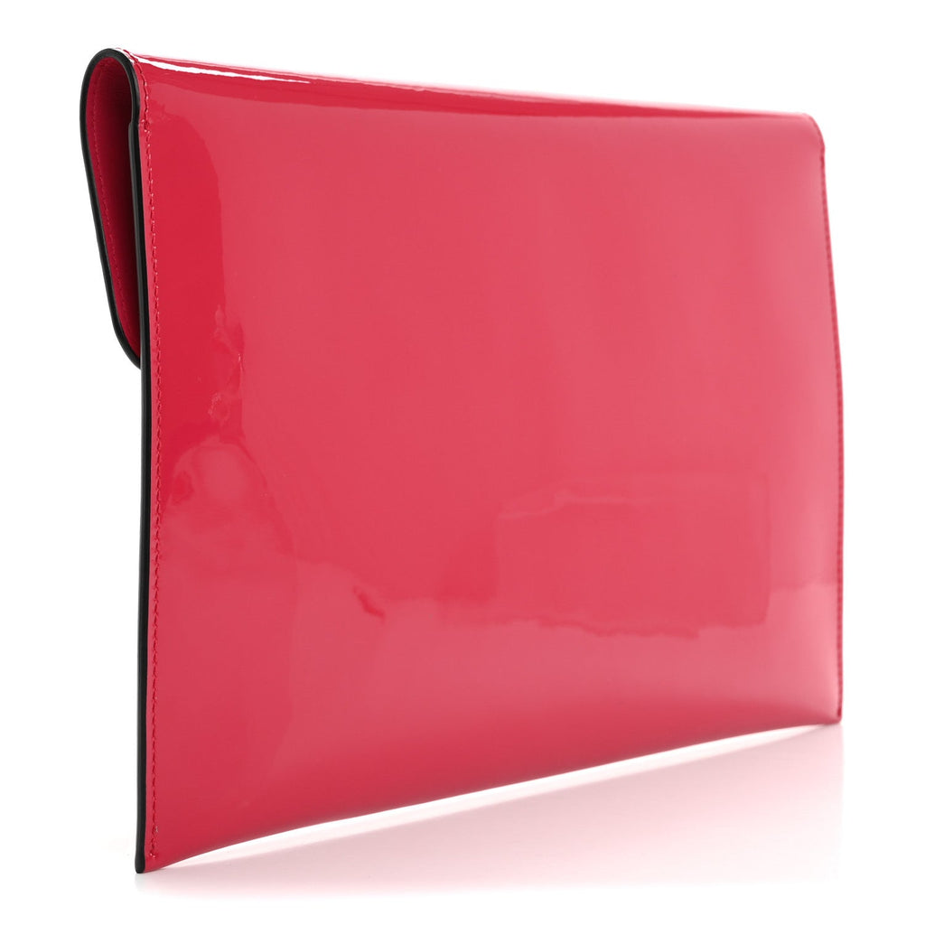 Patent Skull Lock Envelope Clutch Pink