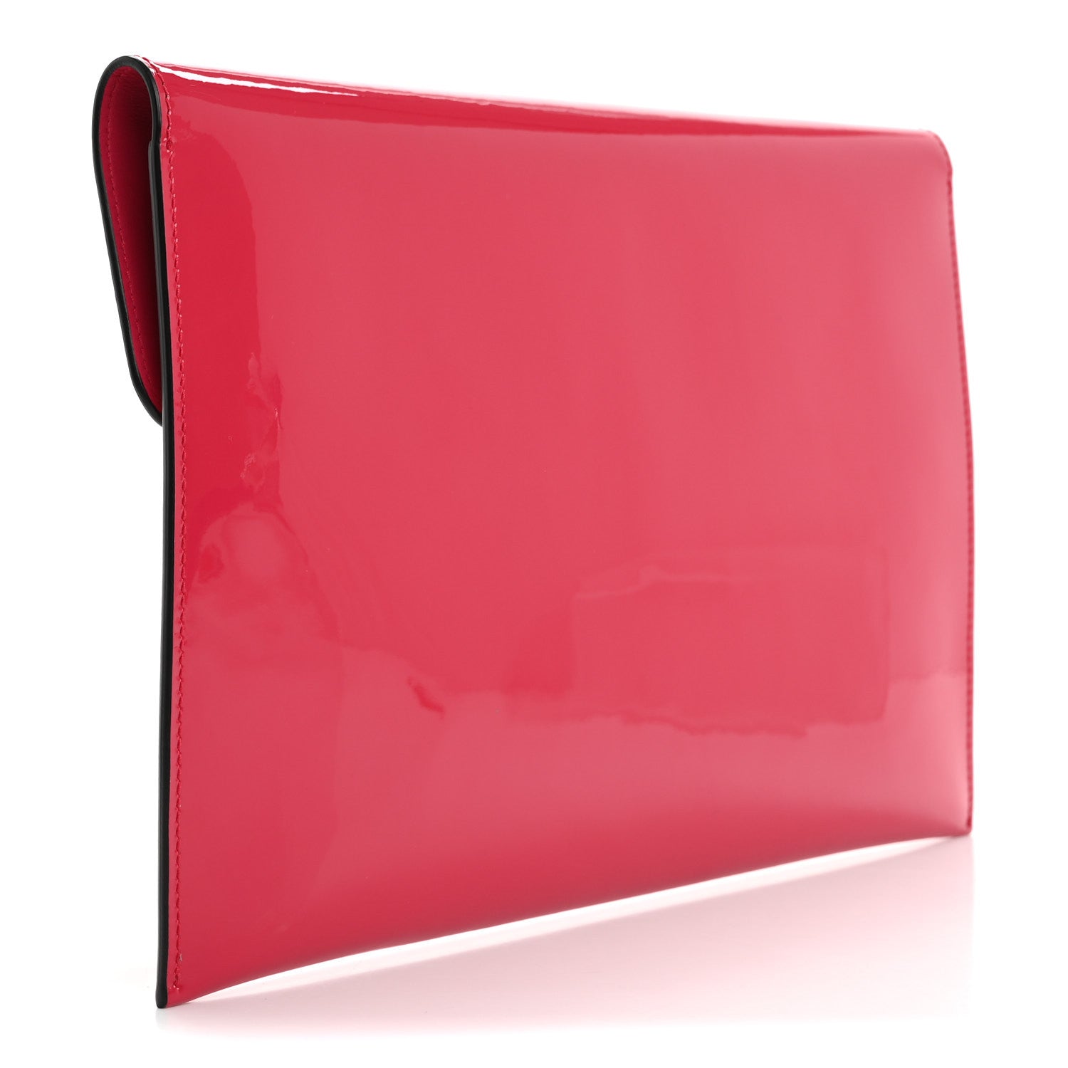 Patent Skull Lock Envelope Clutch Pink