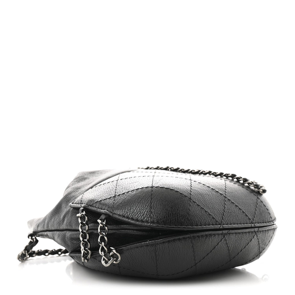 Calfskin Quilted Small Gabrielle Bucket Black