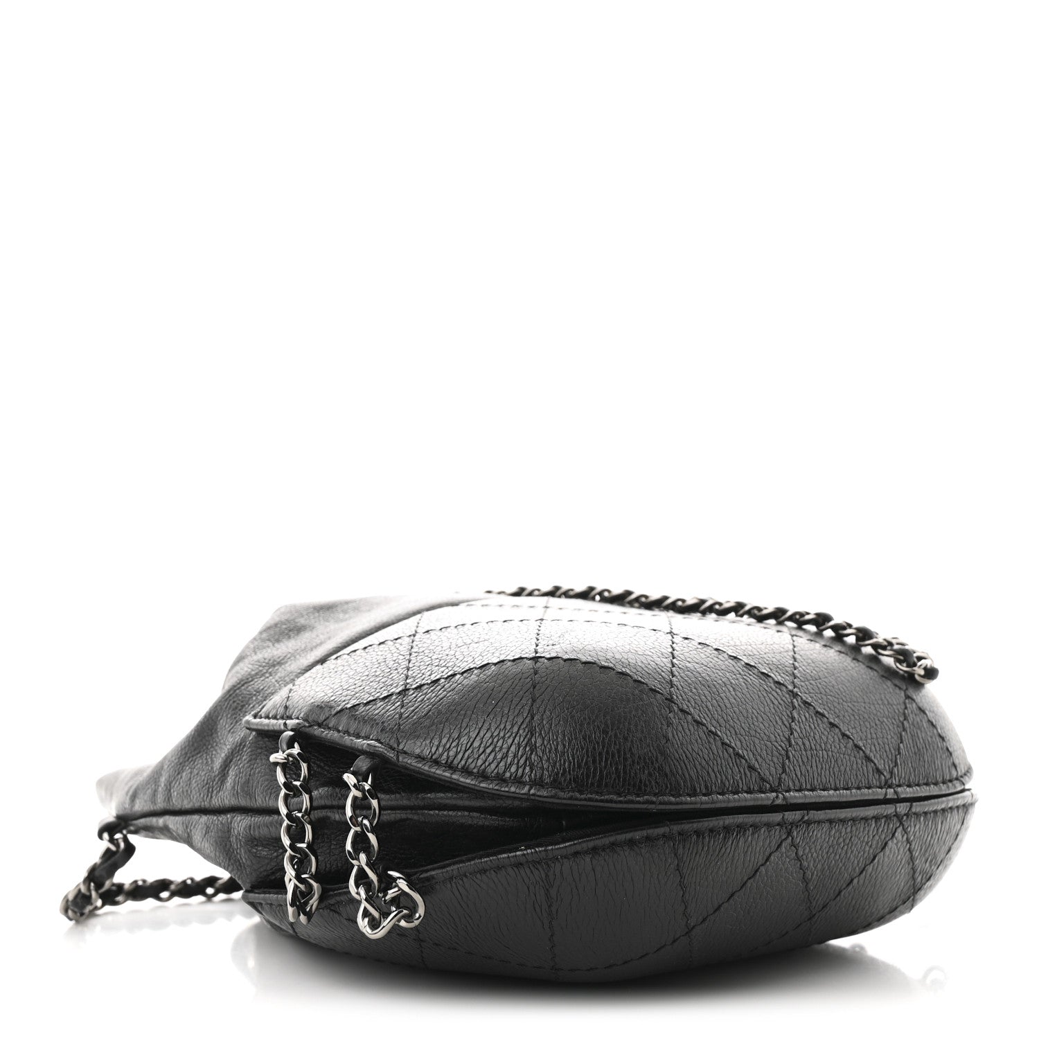 Calfskin Quilted Small Gabrielle Bucket Black