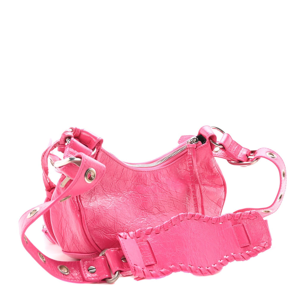 Extra Supple Calfskin Crocodile Embossed XS Le Cagole Shoulder Bag  Lipstick Pink