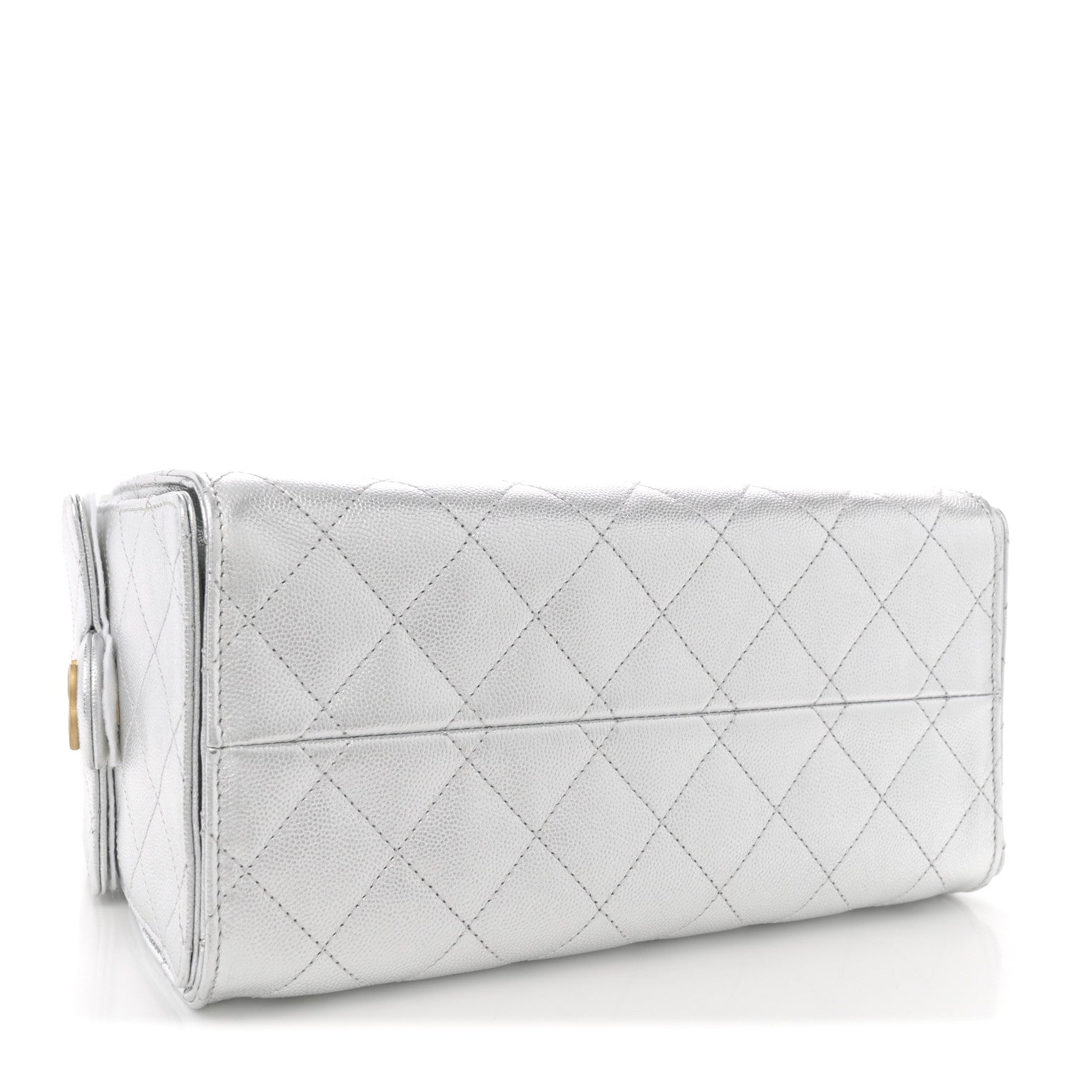 Metallic Caviar Quilted Small Chanel 25 Hobo Silver