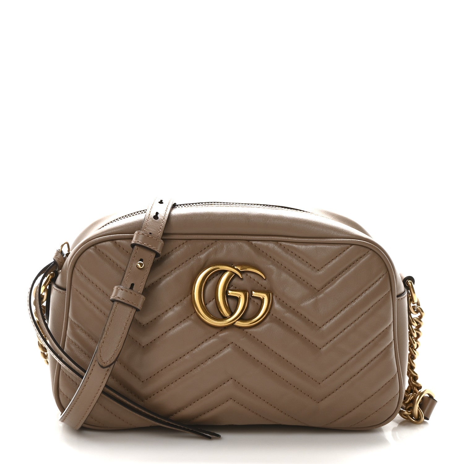 Calfskin Matelasse Small GG Marmont Chain Shoulder Bag Porcelain Rose