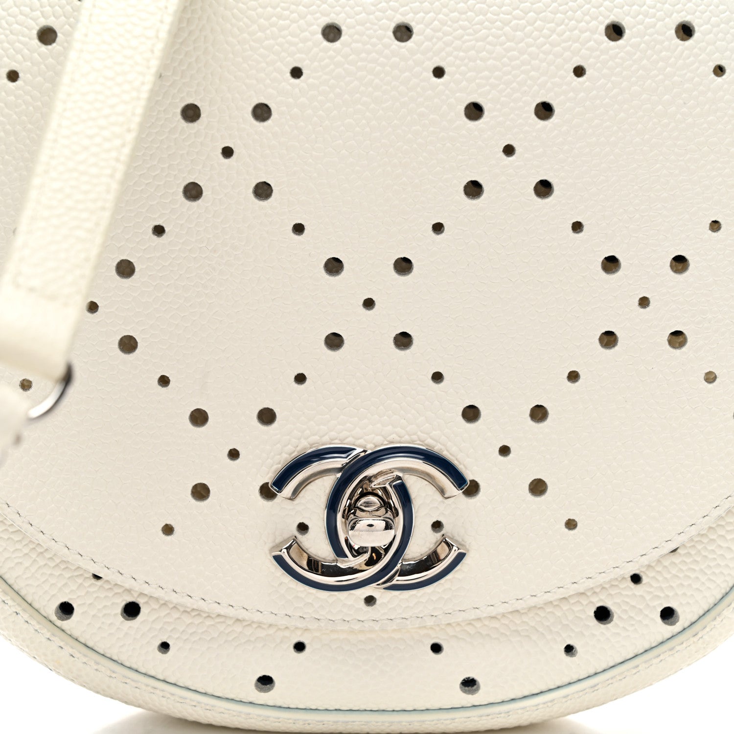 Caviar Perforated Messenger Bag White