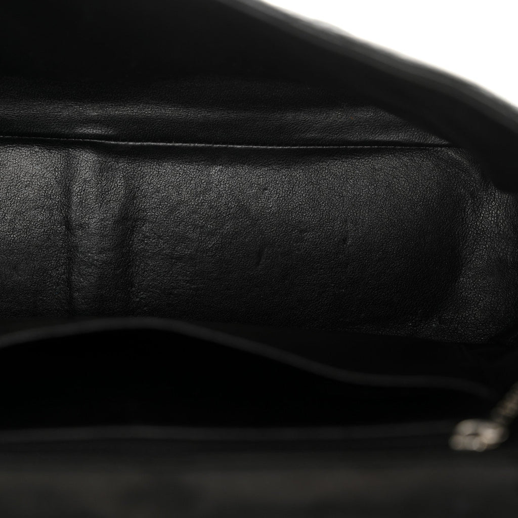 Crinkled Patent Quilted Jumbo Single Flap Black