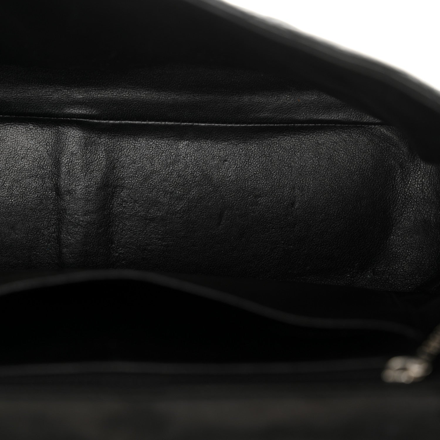 Crinkled Patent Quilted Jumbo Single Flap Black