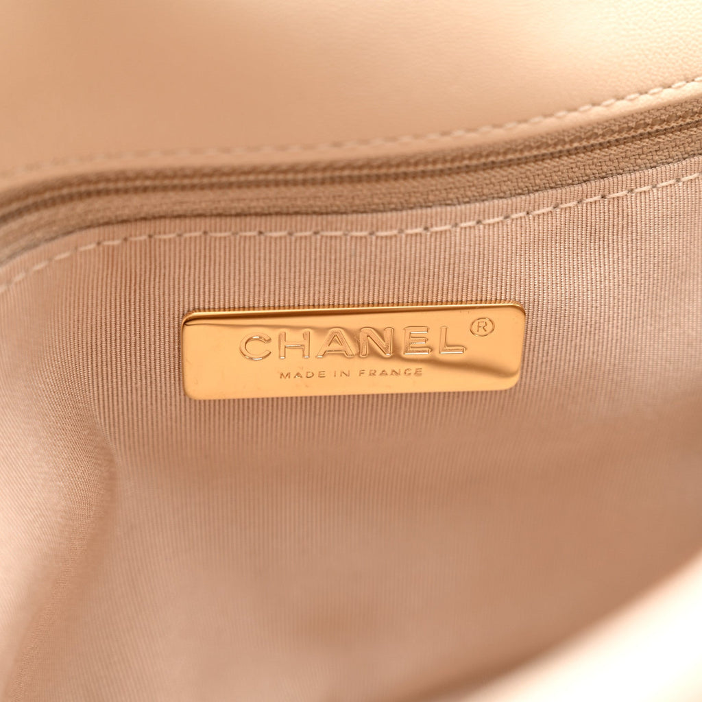 Goatskin Quilted Large Chanel 19 Flap Beige