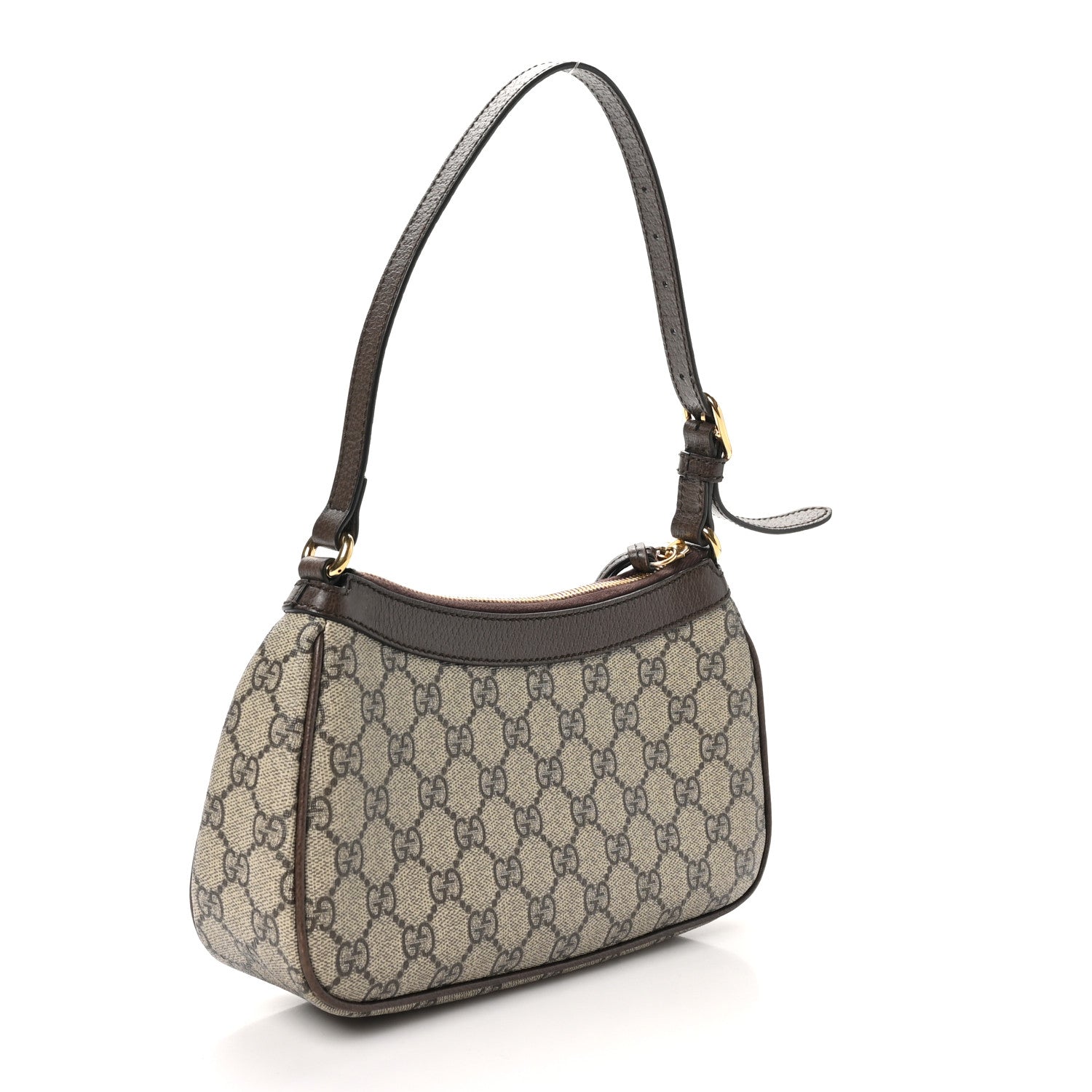 GG Supreme Monogram Textured Dollar Calfskin Small Ophidia Hobo Beige Ebony New Acero