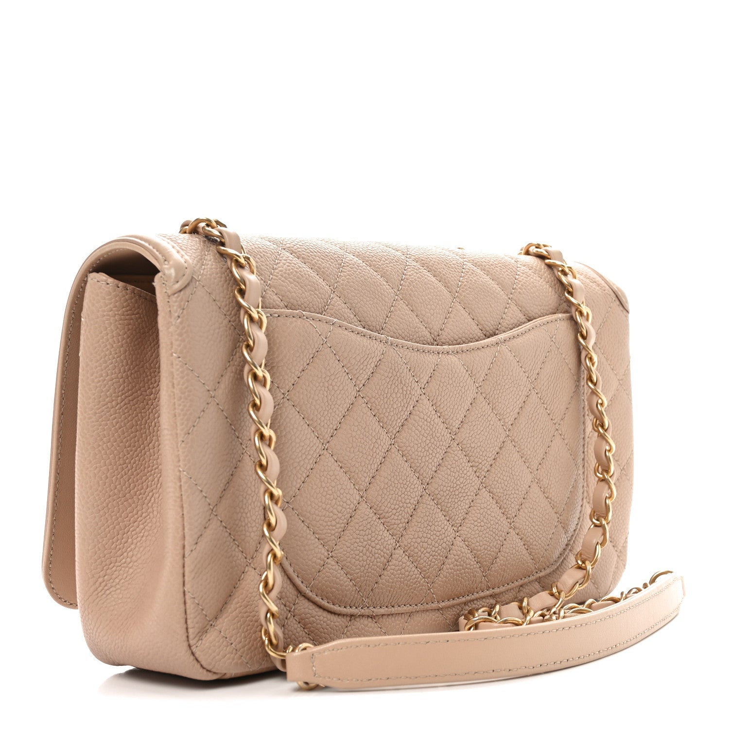 Caviar Quilted Medium CC Filigree Flap Beige