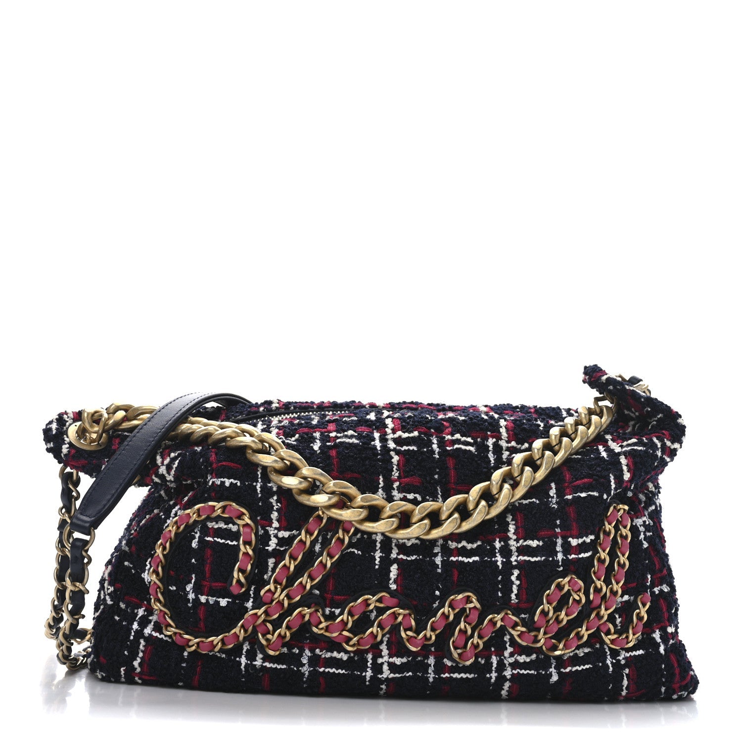Tweed Calfskin Signe Hobo Navy Multicolor
