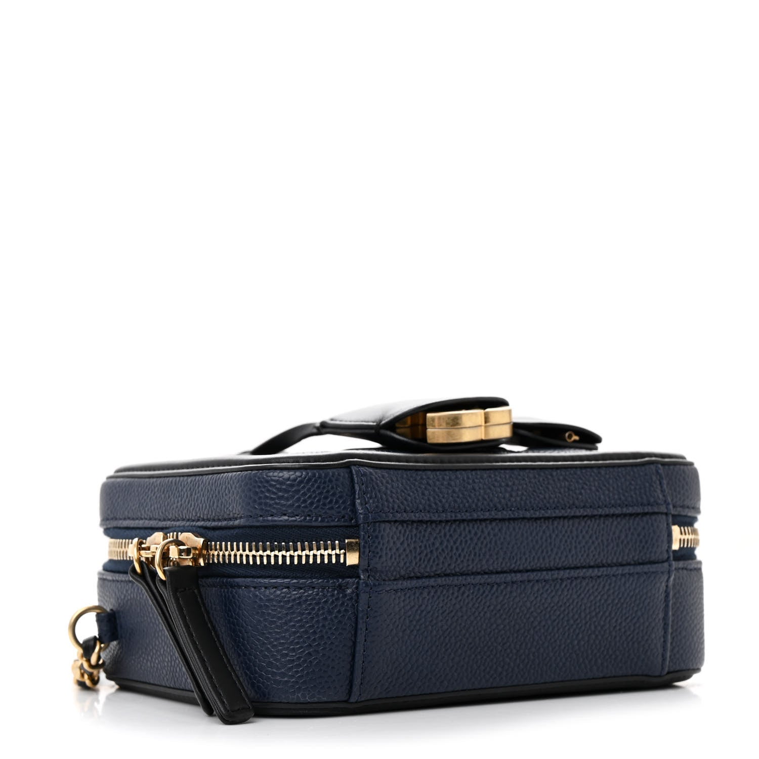 Caviar Quilted Small CC Filigree Vanity Case Navy Black