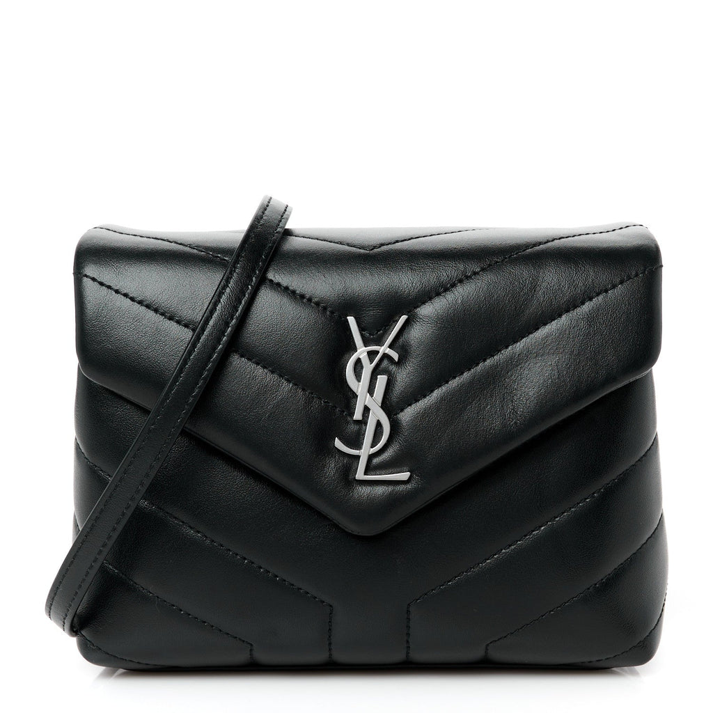 Calfskin Y Quilted Monogram Toy Loulou Crossbody Bag Black