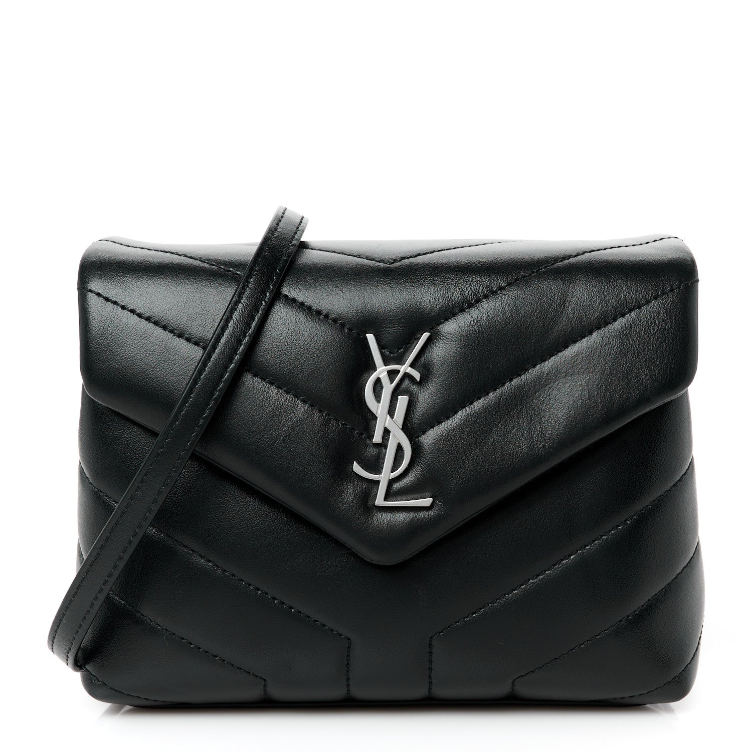 Calfskin Y Quilted Monogram Toy Loulou Crossbody Bag Black