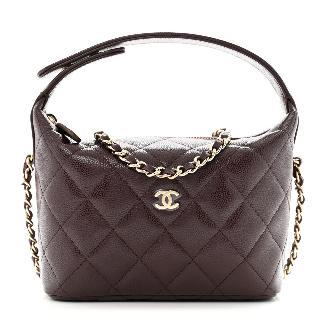 Caviar Quilted Hobo Burgundy