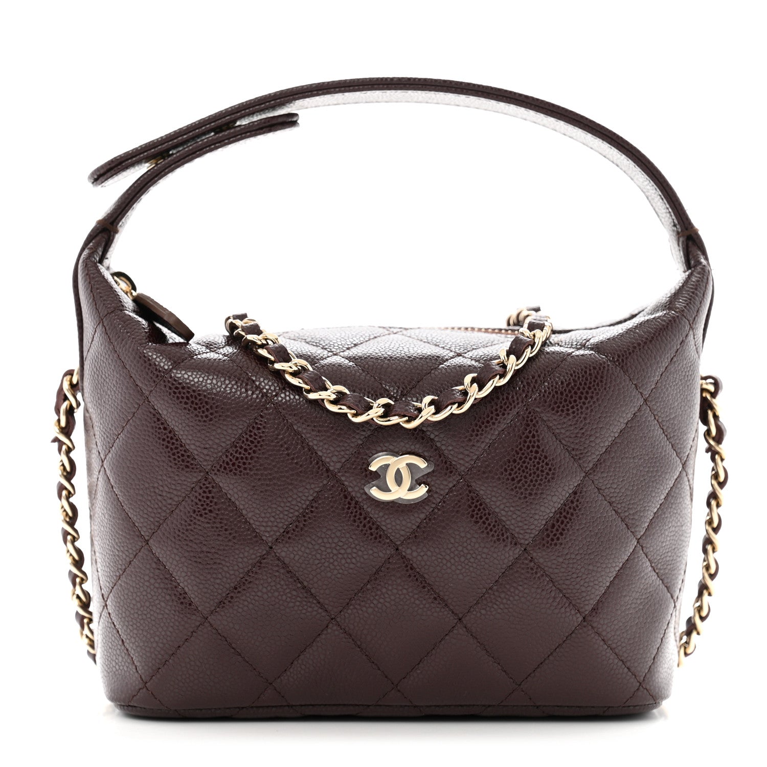 Caviar Quilted Hobo Burgundy