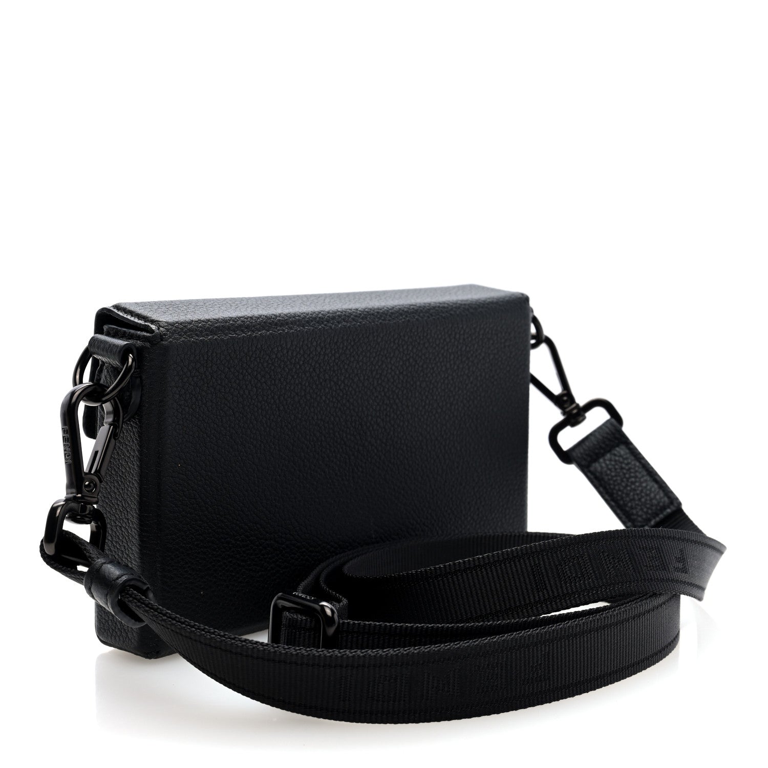 Vitello Cher Baguette Soft Trunk Phone Pouch Black