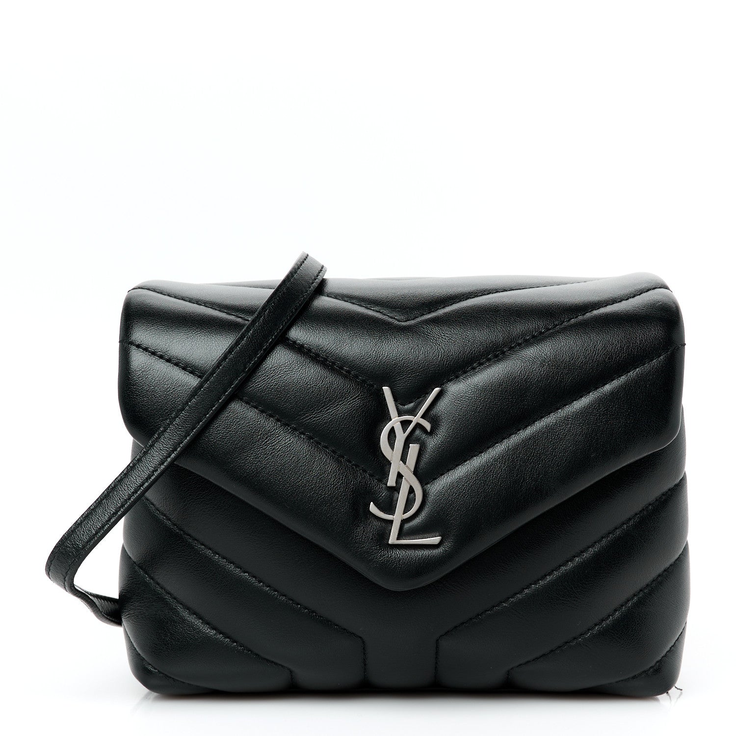 Calfskin Y Quilted Monogram Toy Loulou Crossbody Bag Black