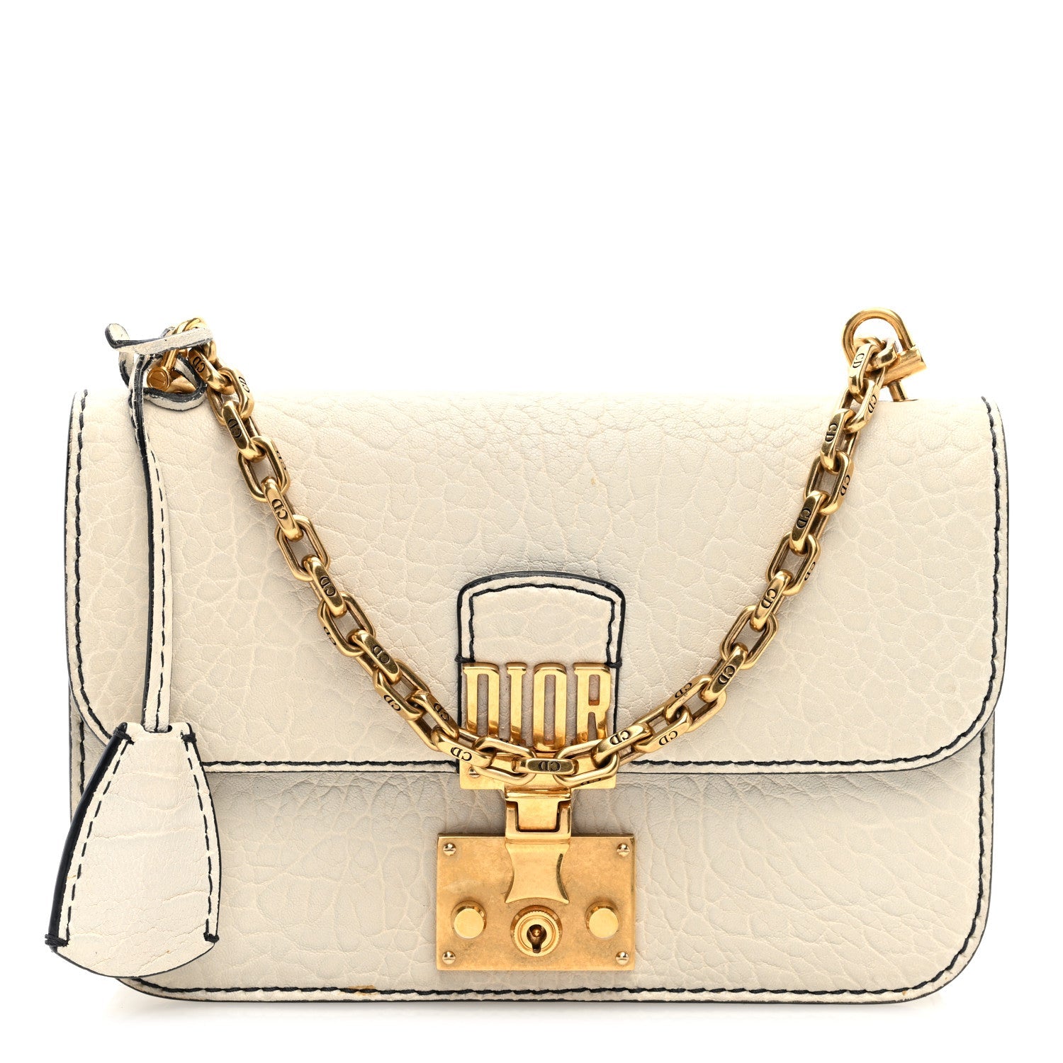 Canyon Grained Lambskin Small Dioraddict Flap Bag Ivory