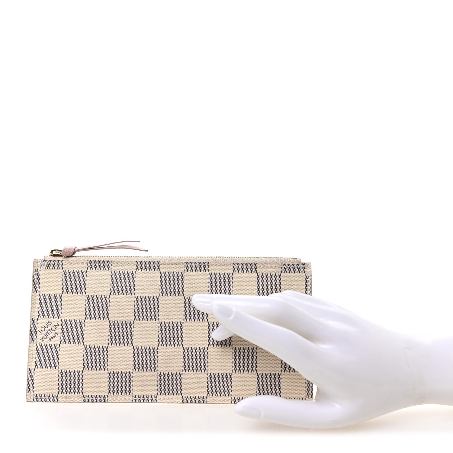 Damier Azur Felicie Chain Wallet Zippered Insert Rose Ballerine
