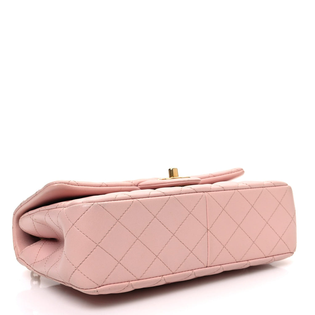 Lambskin Quilted Small Sweet Camellia Flap Light Pink