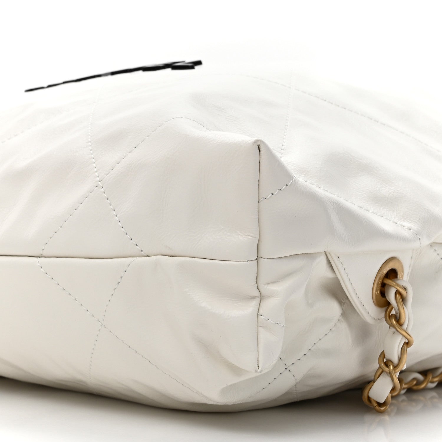 Shiny Calfskin Quilted Chanel 22 Backpack White Black