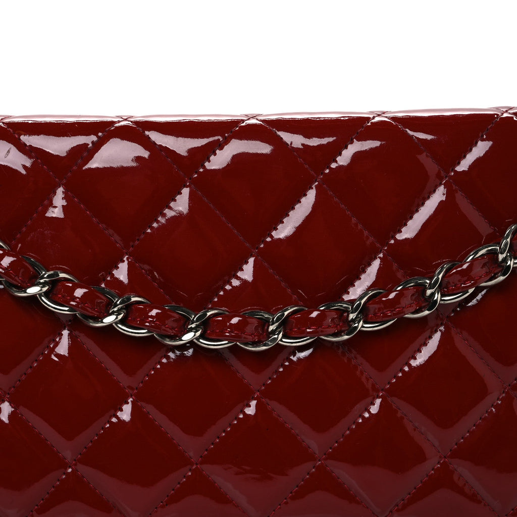 Patent Quilted Jumbo Double Flap Red