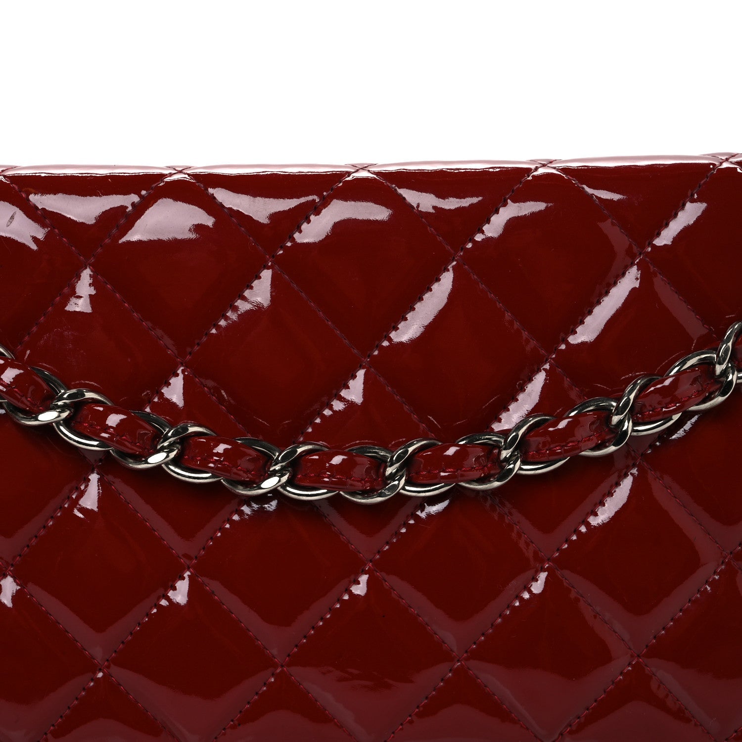 Patent Quilted Jumbo Double Flap Red