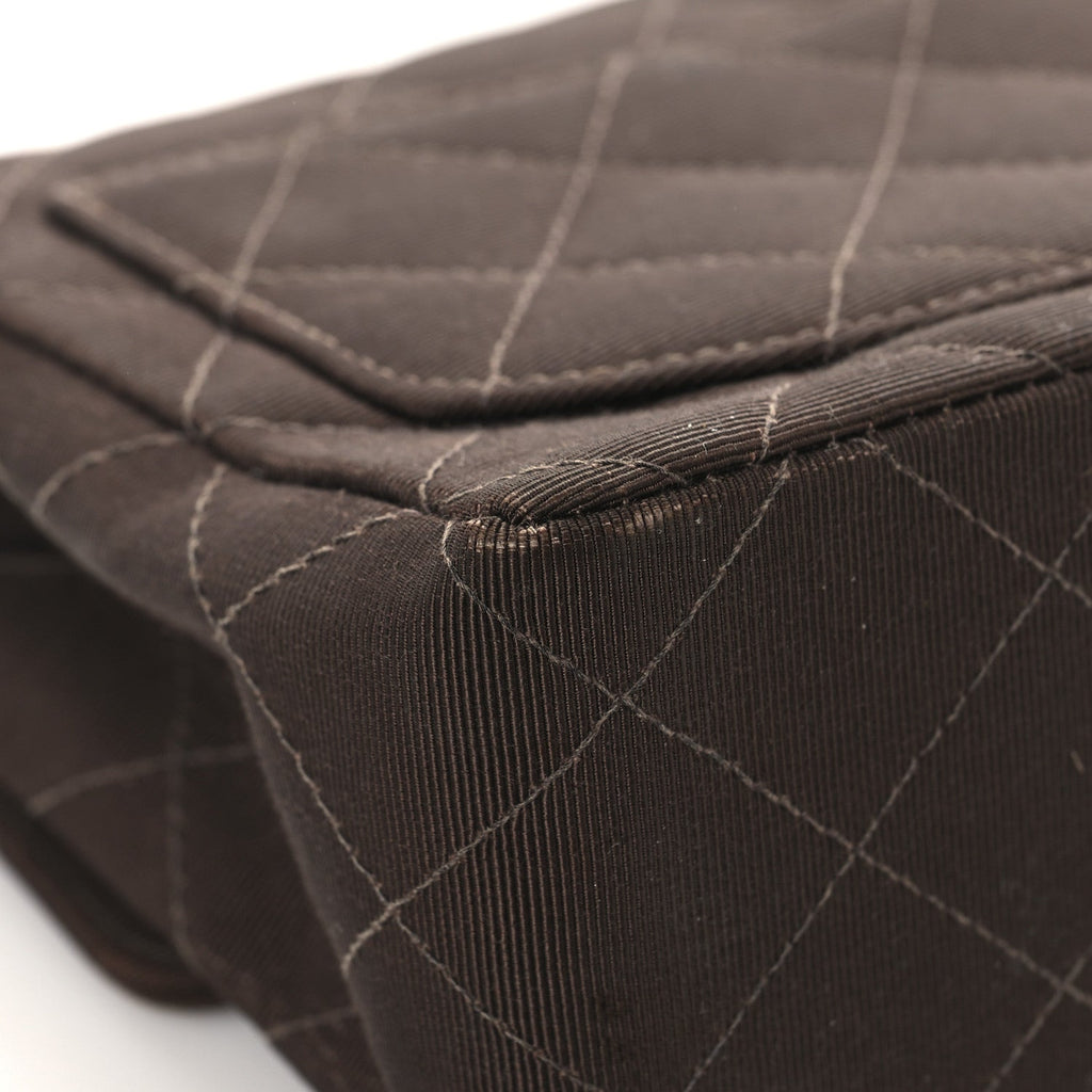 Grosgrain Quilted Mini Square Flap Brown