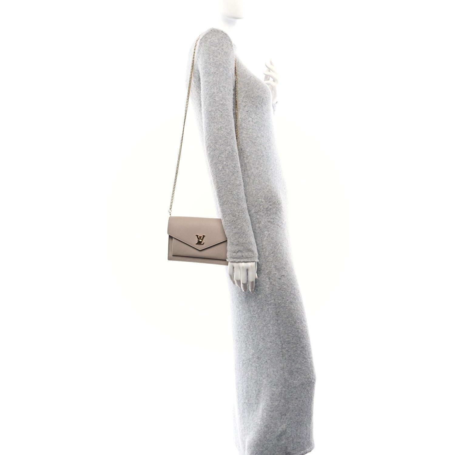 Soft Calfskin My Lockme Chain Pochette Greige