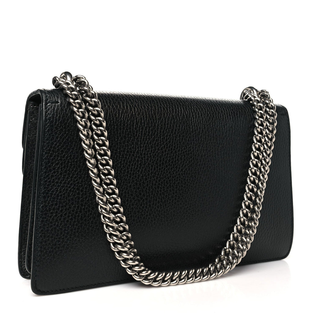 Pebbled Calfskin Small Dionysus Shoulder Bag Black