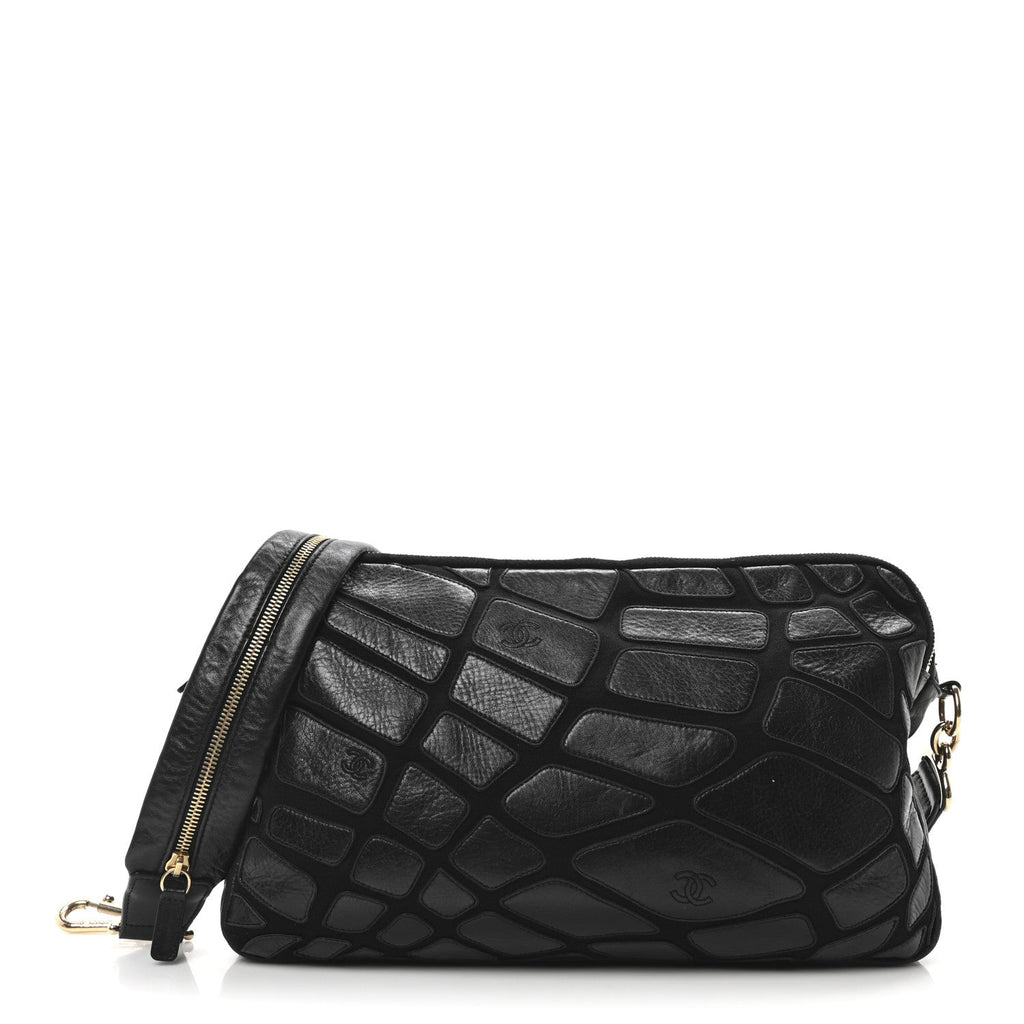 Lambskin Jersey Scales Camera Case Black