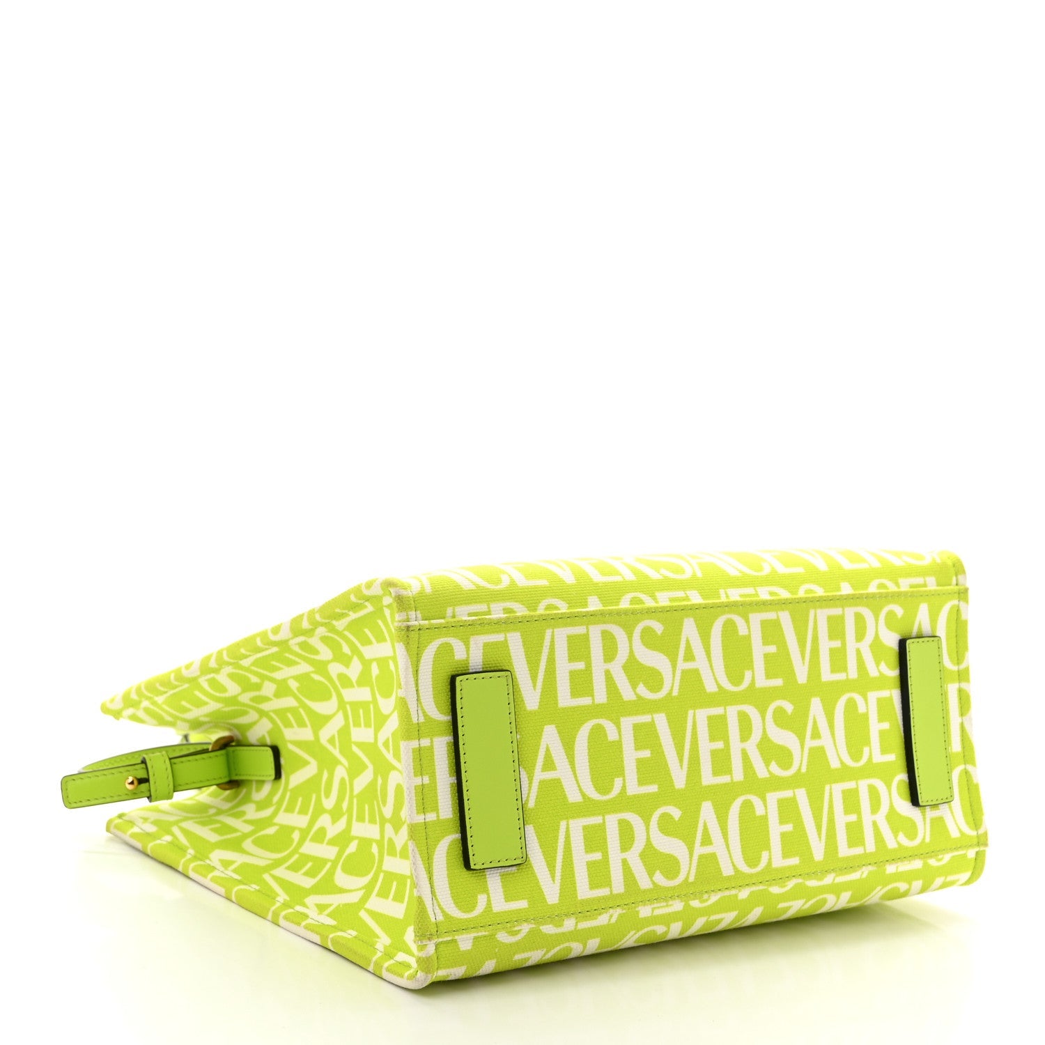 Canvas Calfskin Allover La Medusa Small Tote Green
