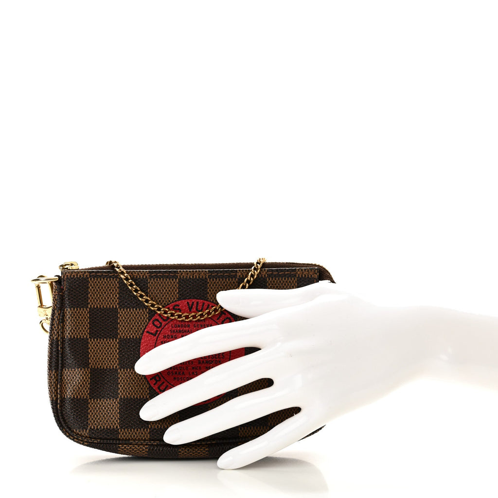 Damier Ebene Complice Trunks and Bags Mini Pochette Accessories Red