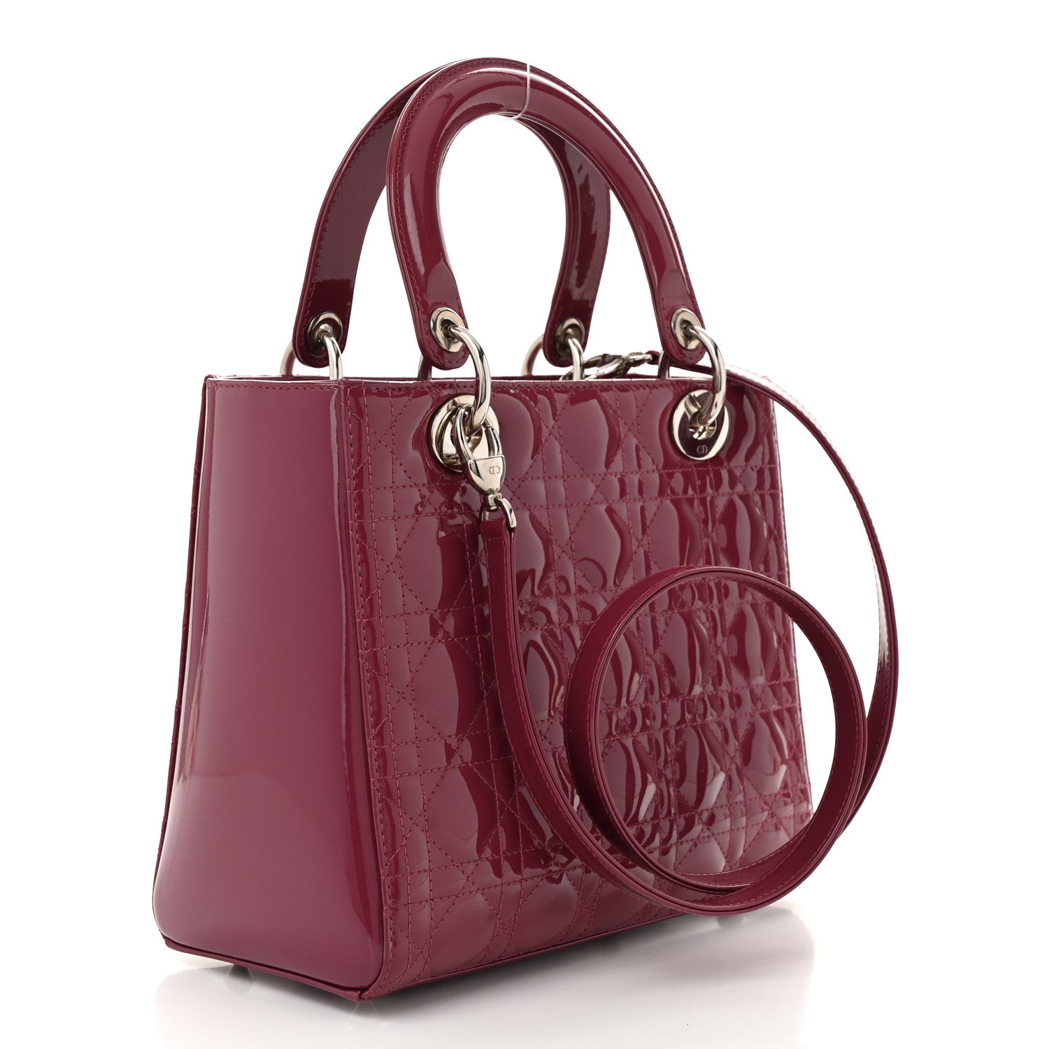 Patent Cannage Medium Lady Dior Dark Pink