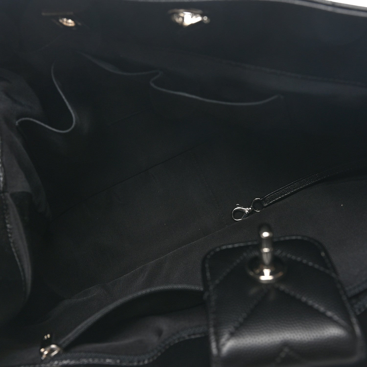 Caviar Chevron Quilted Large Shopping Tote Black