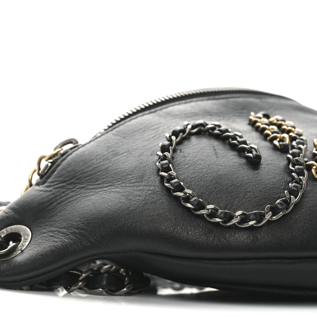 Calfskin Chain 20s Signe Waist Bag Black