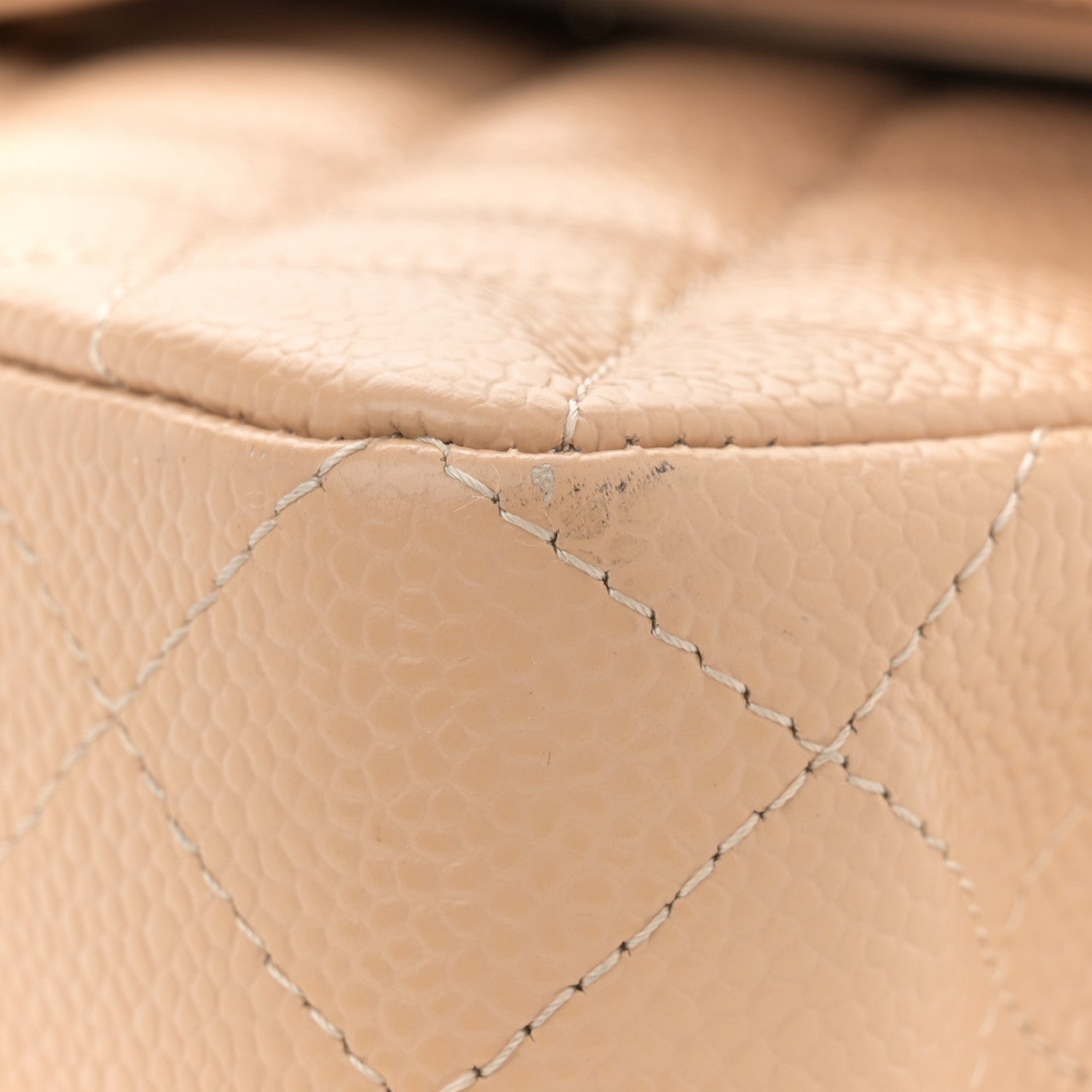 Caviar Quilted Small Double Flap Beige