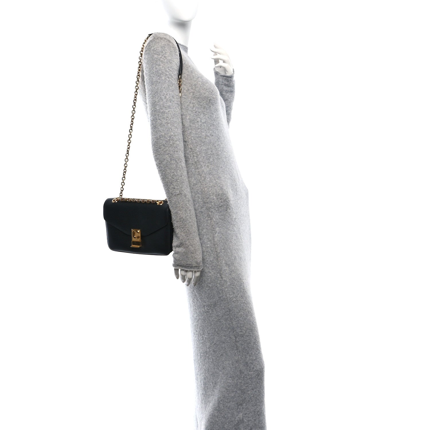 Shiny Calfskin Medium C Bag Black