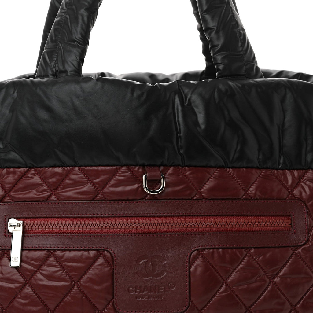Lambskin Quilted Large Coco Cocoon Reversible Tote Black