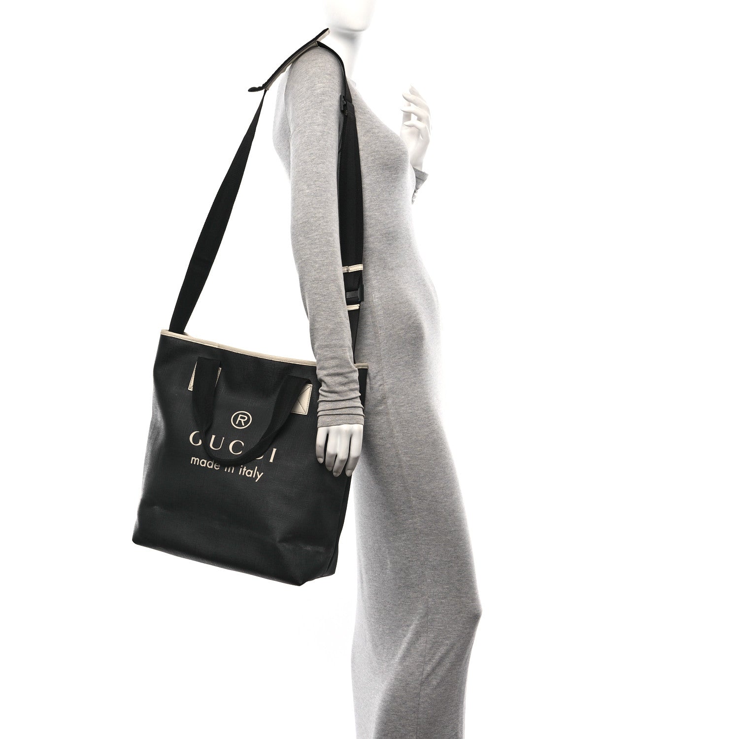 Coated Canvas Large Logo Tote Black