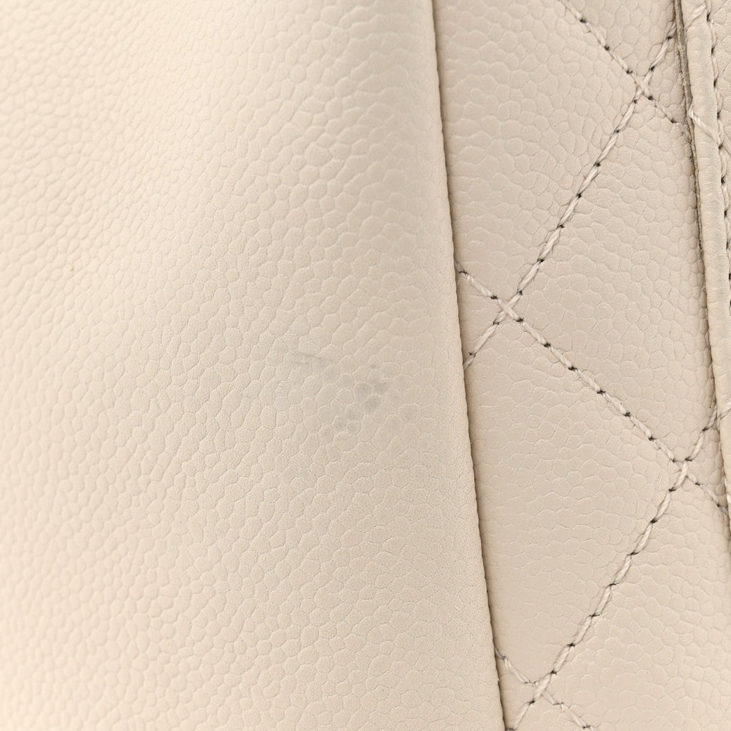 Caviar Quilted Grand Shopping Tote GST White