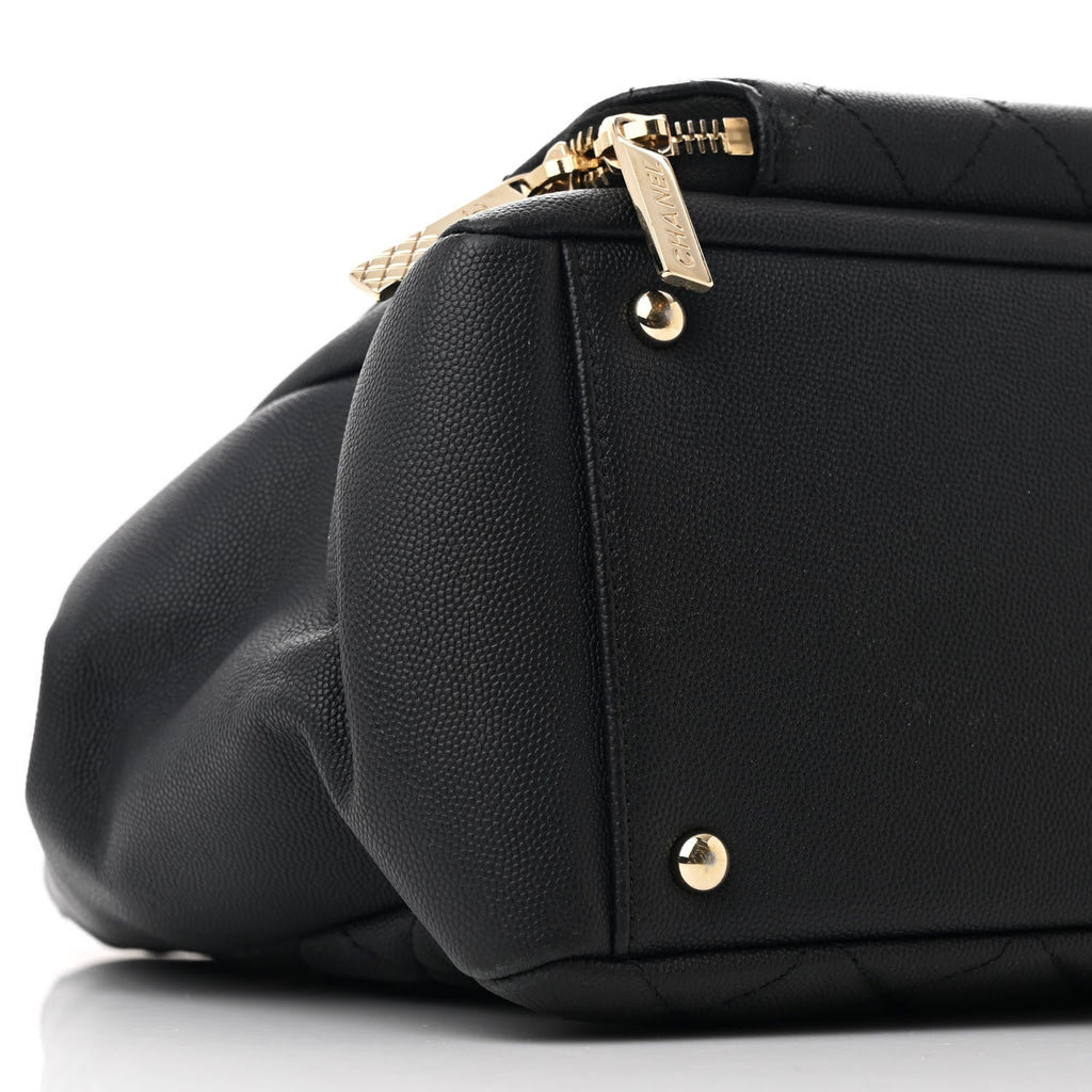 Caviar Quilted Large Business Affinity Shopping Bag Black