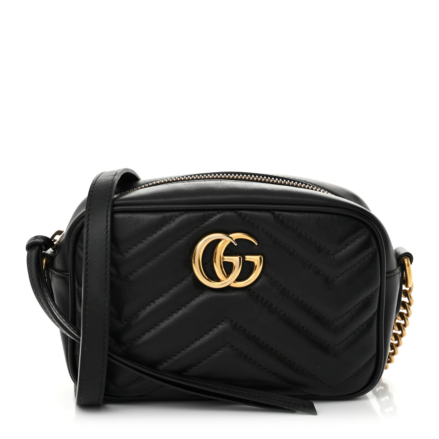 Calfskin Matelasse Mini GG Marmont Chain Shoulder Bag Black
