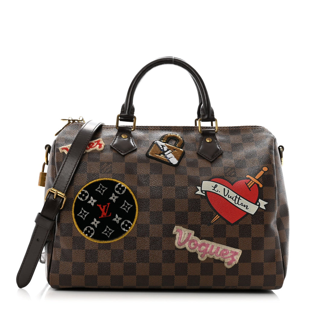 Damier Ebene Patches Speedy Bandouliere 30