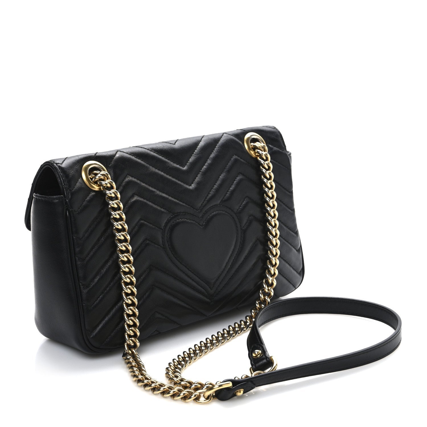 Calfskin Matelasse Small GG Marmont Shoulder Bag Black